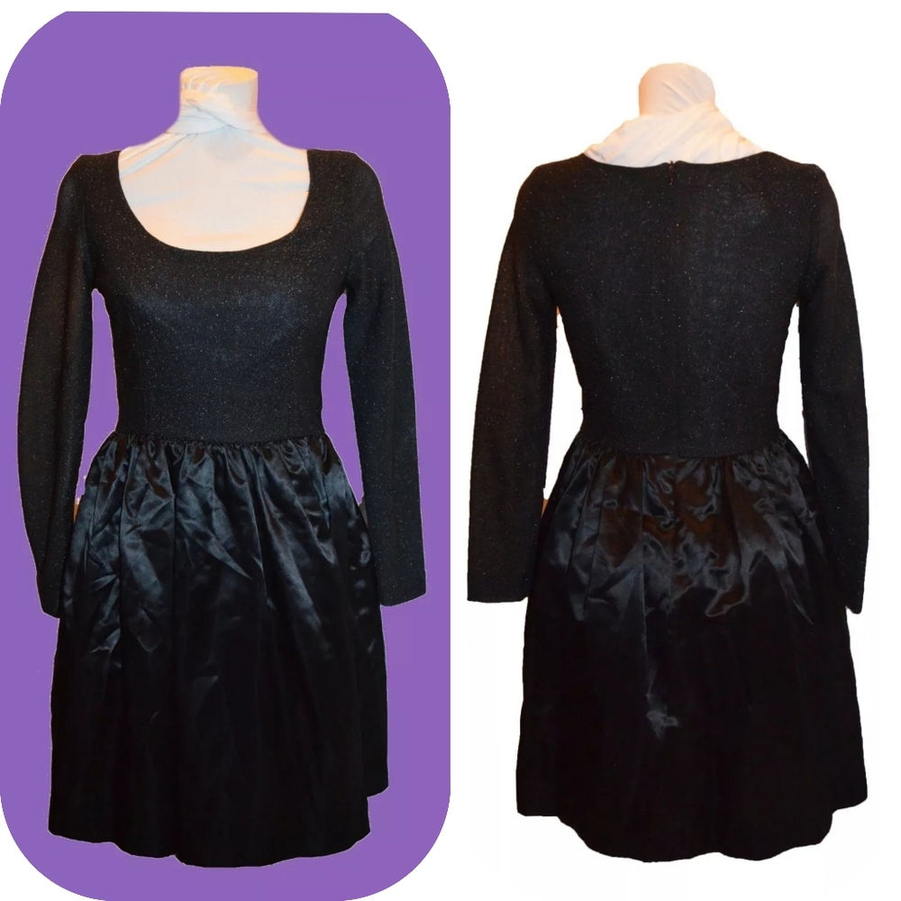 Claude Rene Vintage 80s Black Sparkle Short Prom Party Dress size 4